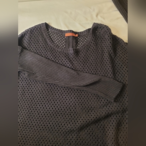 Prana Parker Black Open Knit Long Sleeve Sweater sz L - Picture 7 of 9